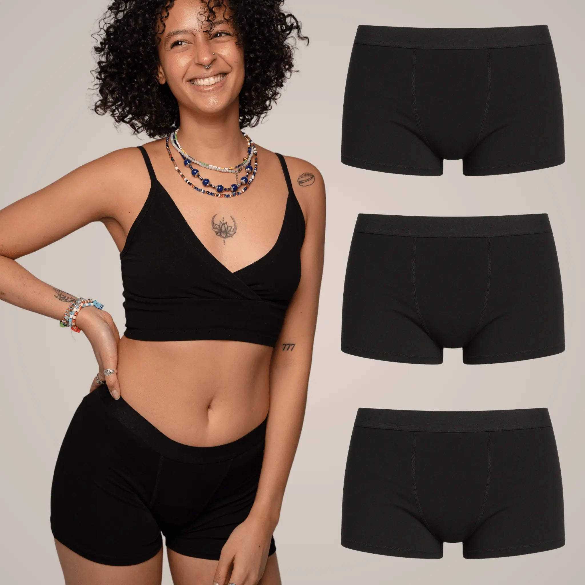 3x Dahlia - Perioden - Boxershorts für die Nacht - Periodenunterwäsche, Menstruationsunterwäsche von my•mense