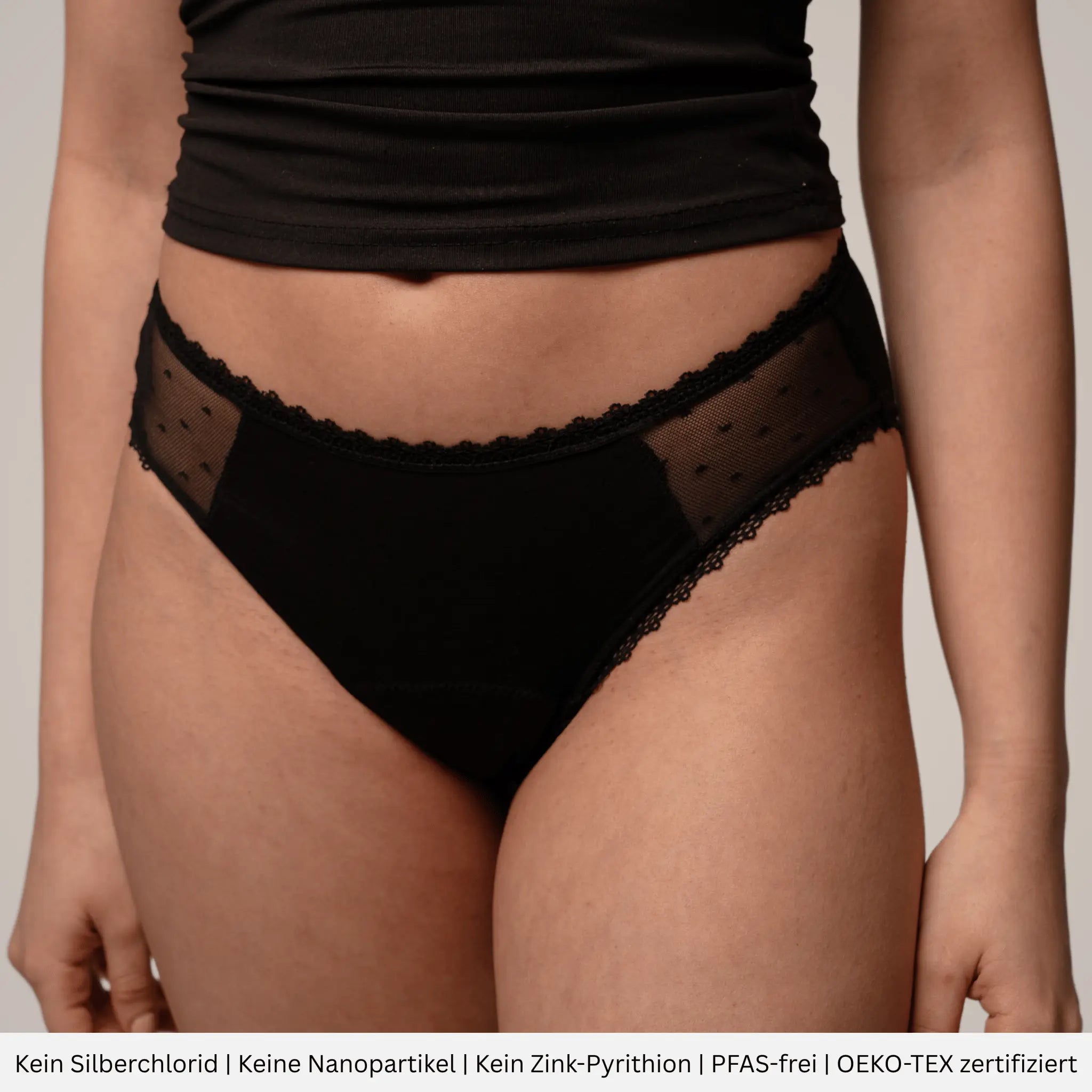 Calendula - highleg Periodenslip mit Spitze - Periodenunterwäsche, Menstruationsunterwäsche von my•mense