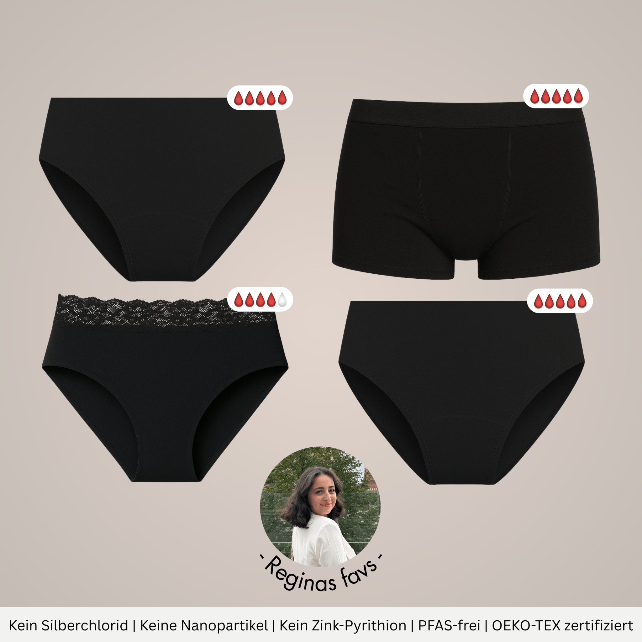 Heavy Flow Package - 4 Periodenslips für sehr starke Tage - Periodenunterwäsche, Menstruationsunterwäsche von my•mense