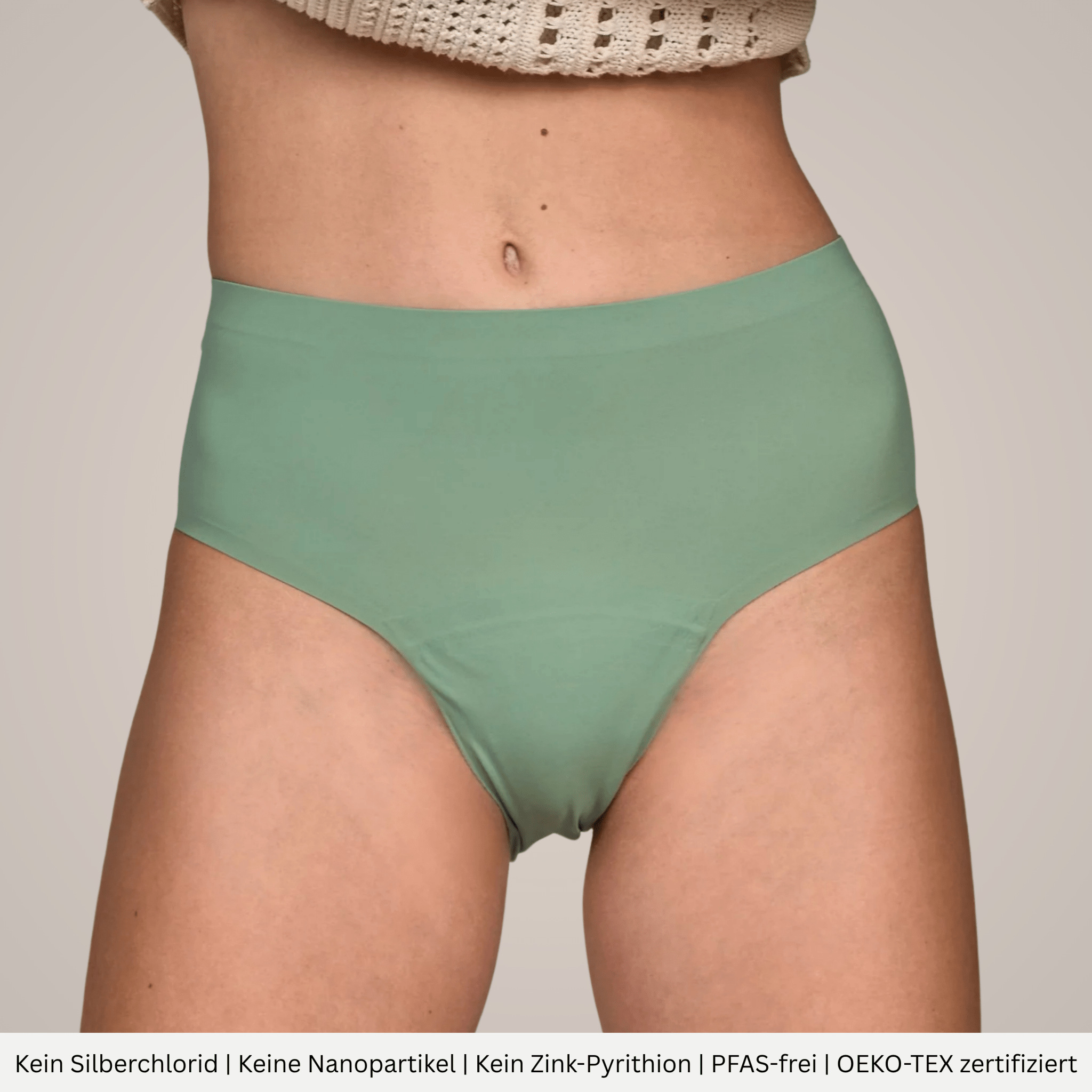 Oleander salbeigrün - seamless Periodenslip mit hoher Saugkraft - Periodenunterwäsche, Menstruationsunterwäsche von my•mense