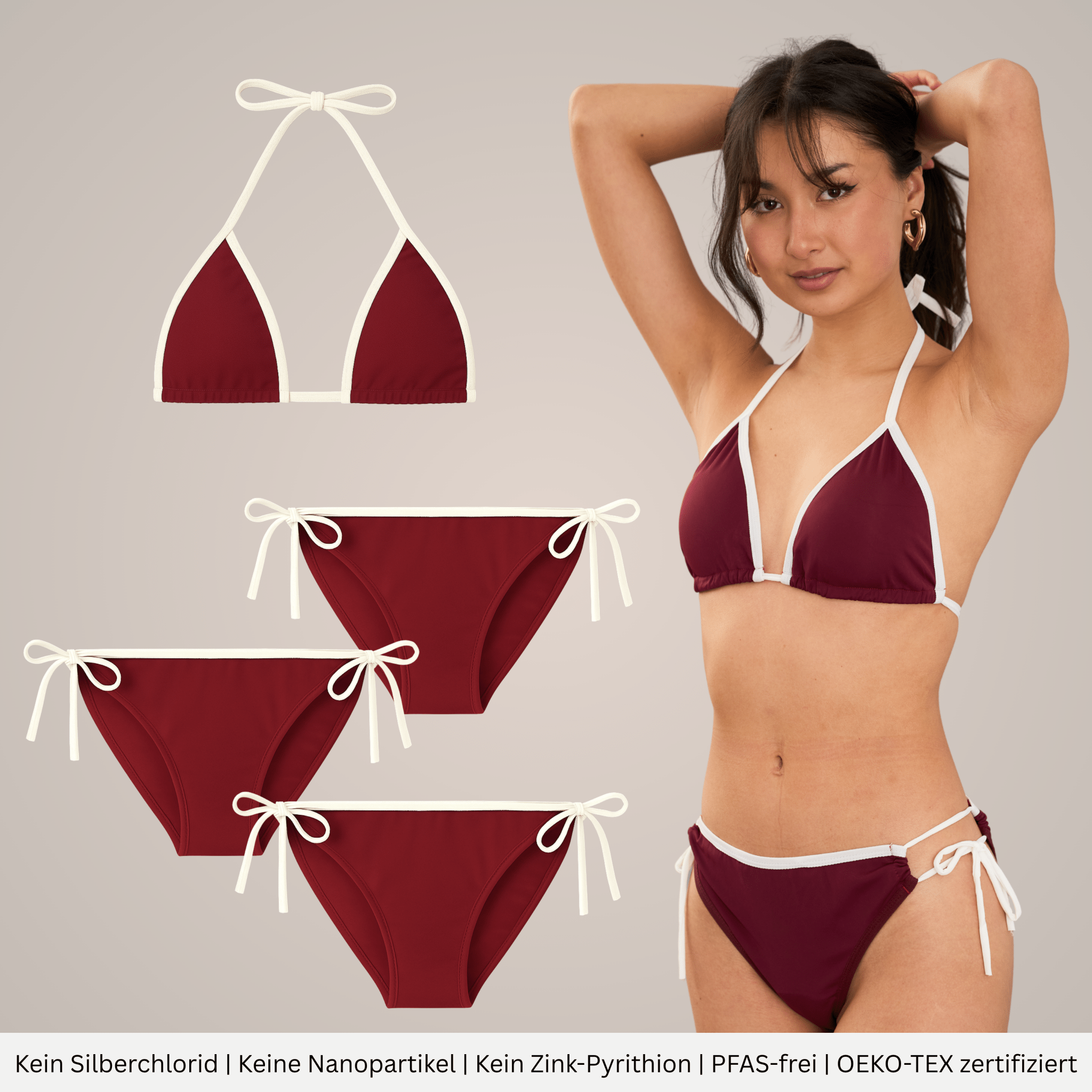 Periodenbikini Set „Lily“ burgund - Periodenunterwäsche, Menstruationsunterwäsche von my•mense