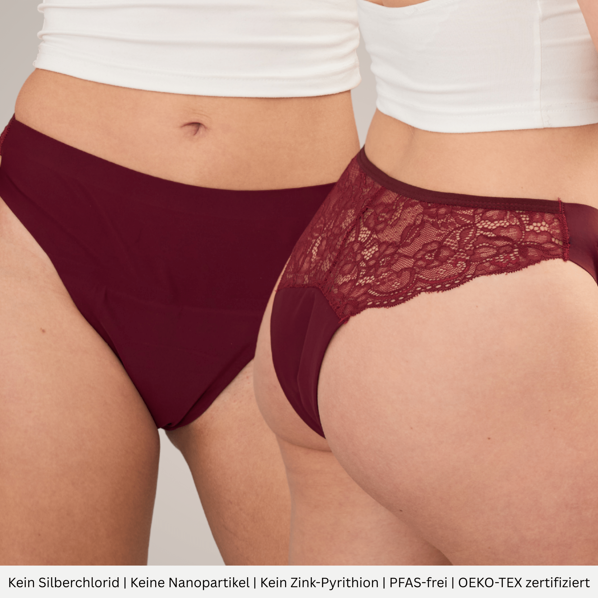Rose burgund - Periodenslip mit klassischer Spitze - Periodenunterwäsche, Menstruationsunterwäsche von my•mense