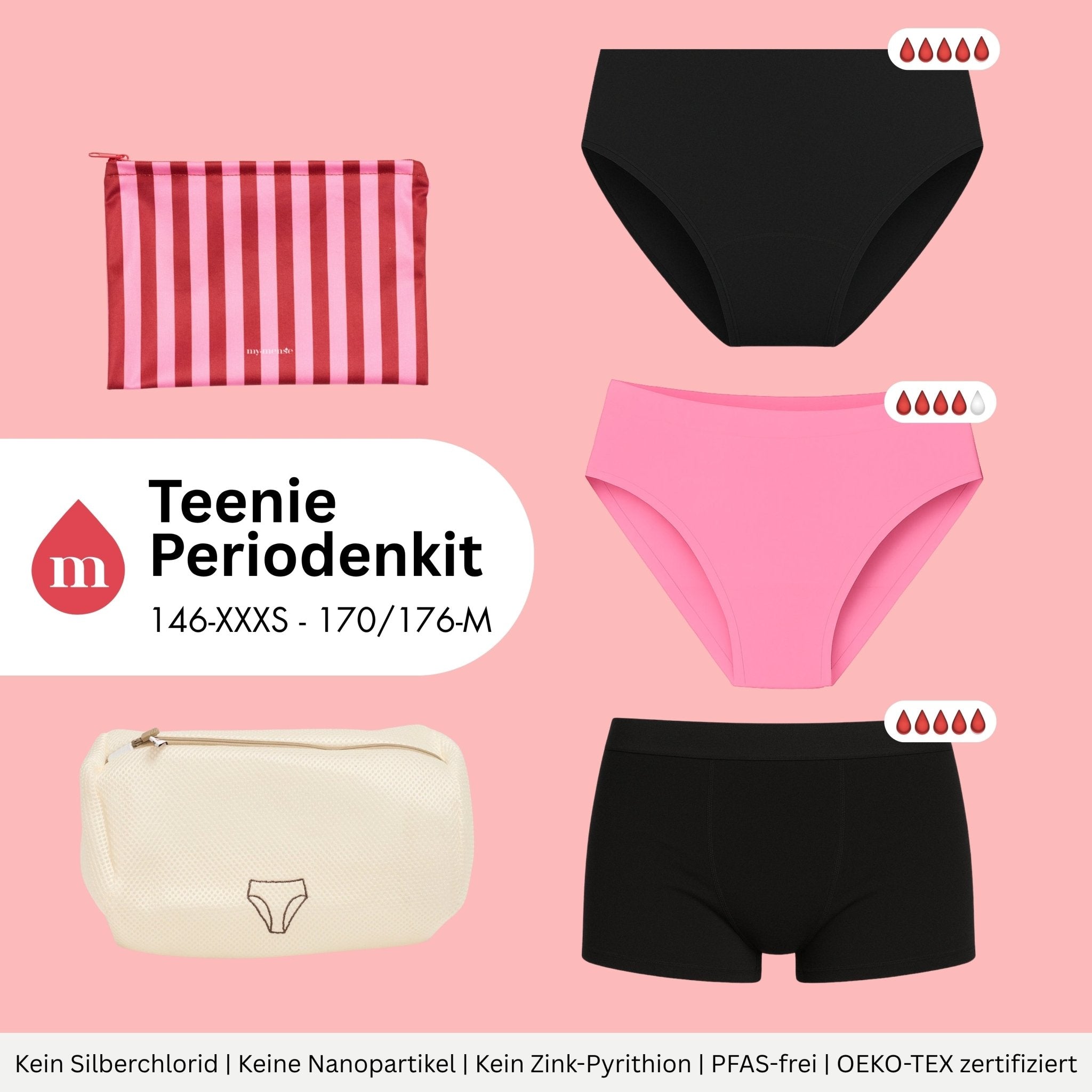 Teenie Periodenkit - für die erste Periode - Periodenunterwäsche, Menstruationsunterwäsche von my•mense