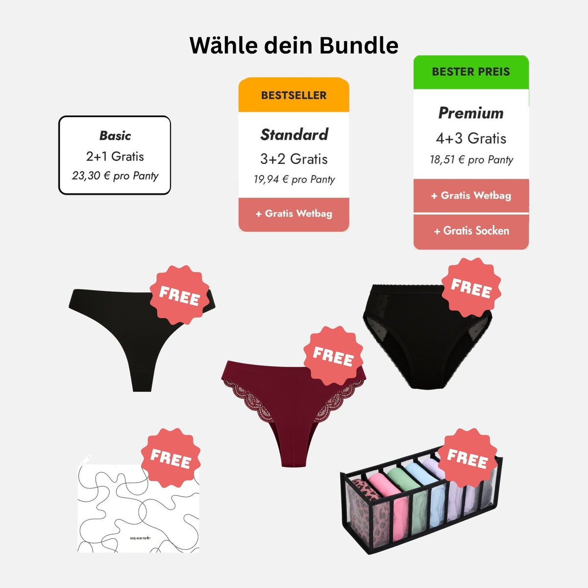 Bestseller Periodpanty Mix & Match - Periodenunterwäsche, Menstruationsunterwäsche von my•mense