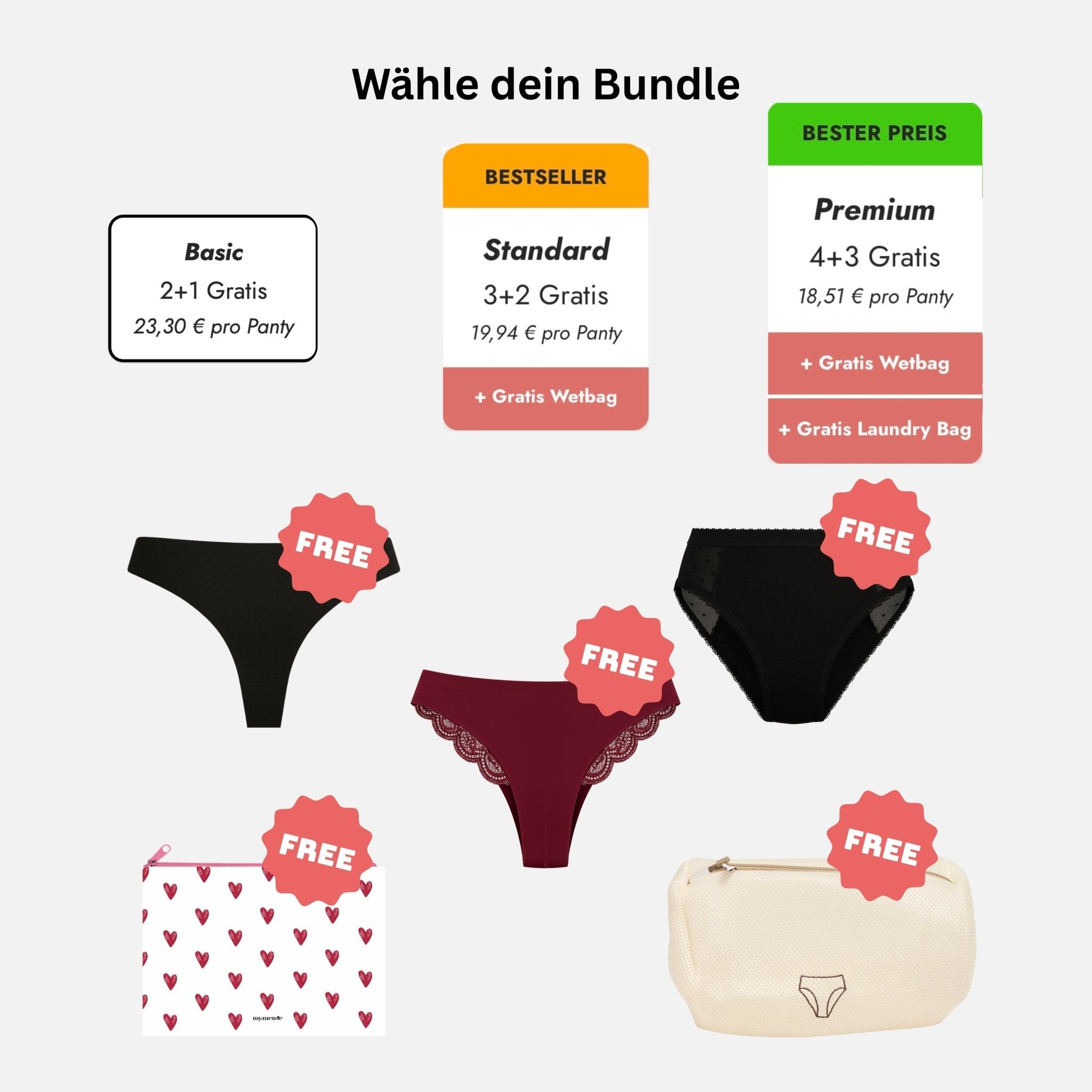Bestseller Periodpanty Mix & Match - Periodenunterwäsche, Menstruationsunterwäsche von my•mense