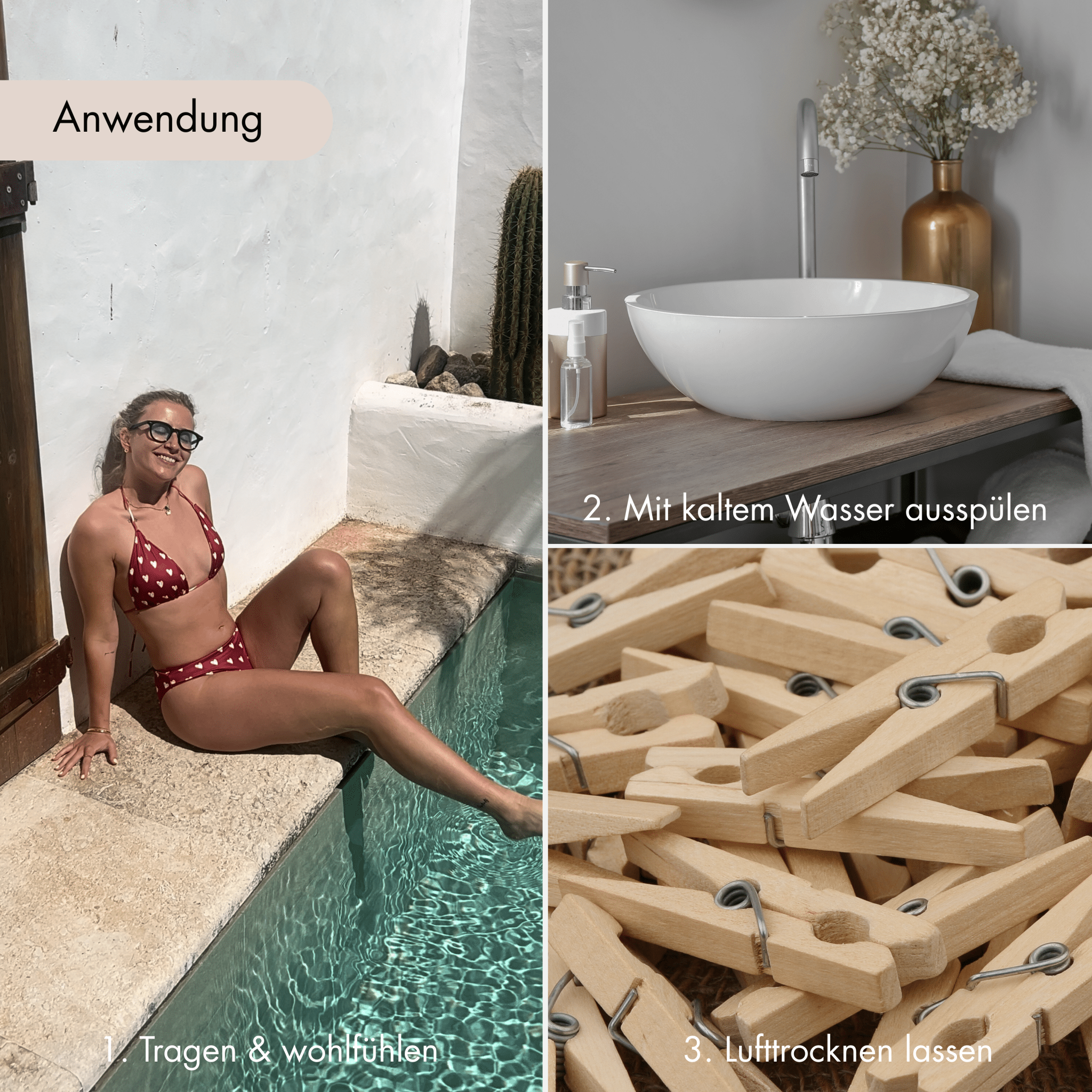 Bikinitop hearts - Periodenunterwäsche, Menstruationsunterwäsche von my•mense