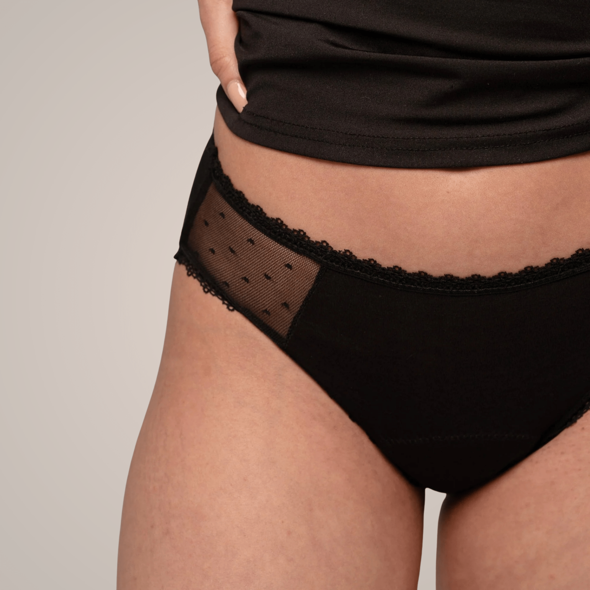 Calendula - highleg Periodenslip mit Spitze - Periodenunterwäsche, Menstruationsunterwäsche von my•mense