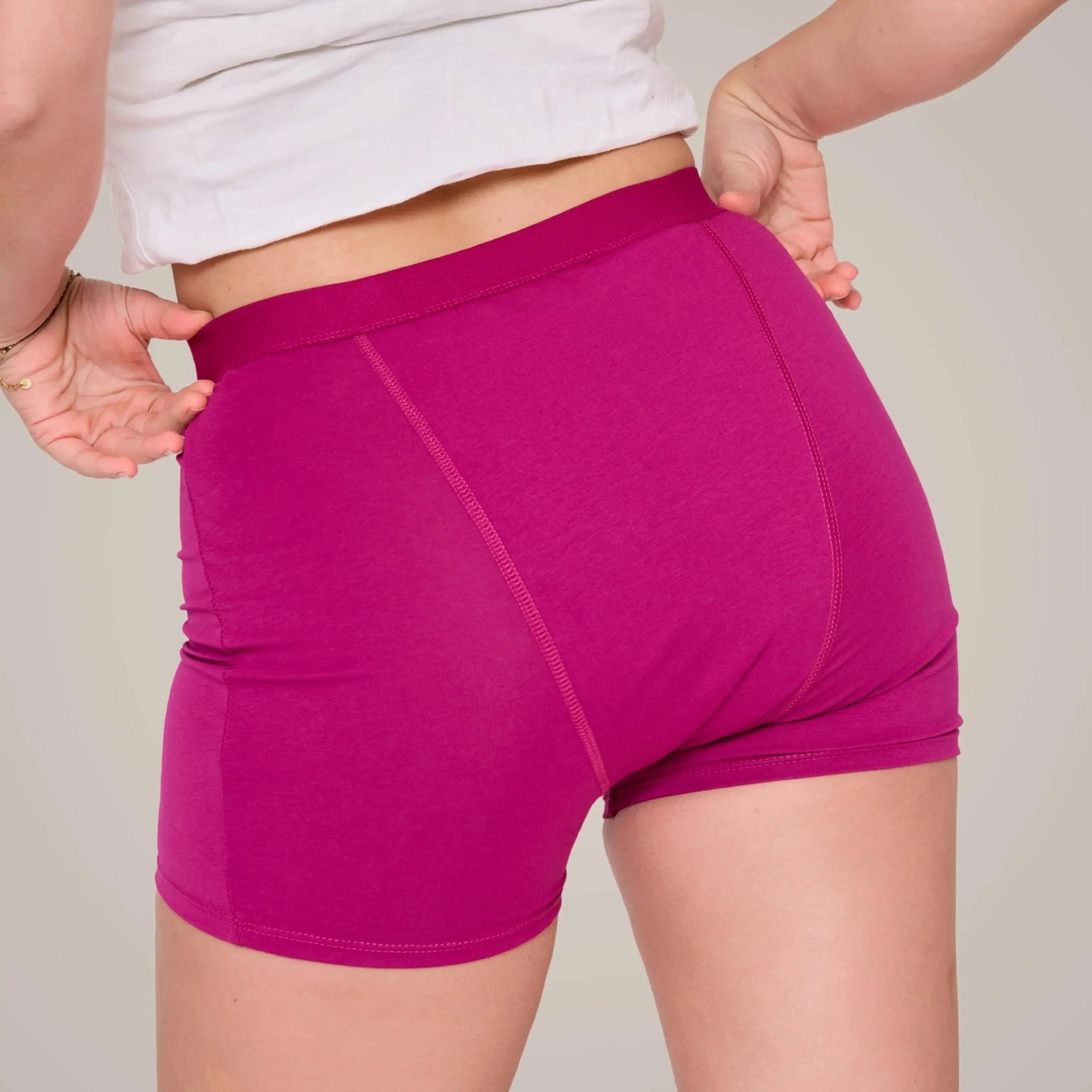 Dahlia fuchsia - Perioden-Boxershorts für die Nacht - Periodenunterwäsche, Menstruationsunterwäsche von my•mense