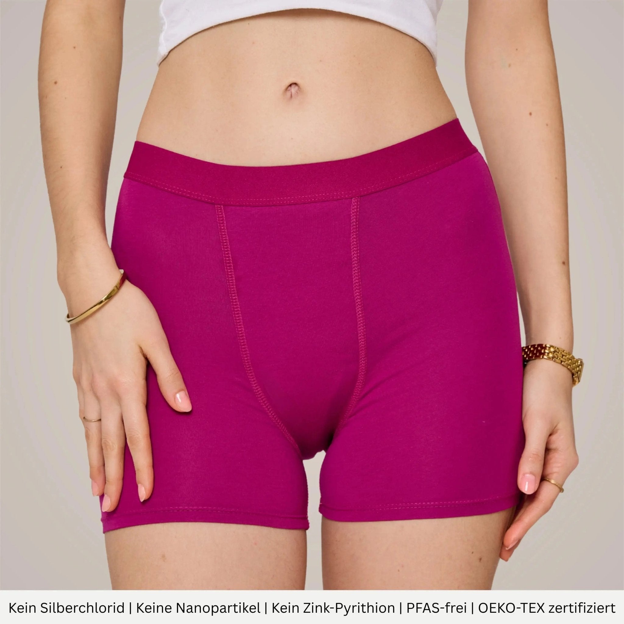 Dahlia fuchsia - Perioden-Boxershorts für die Nacht - Periodenunterwäsche, Menstruationsunterwäsche von my•mense