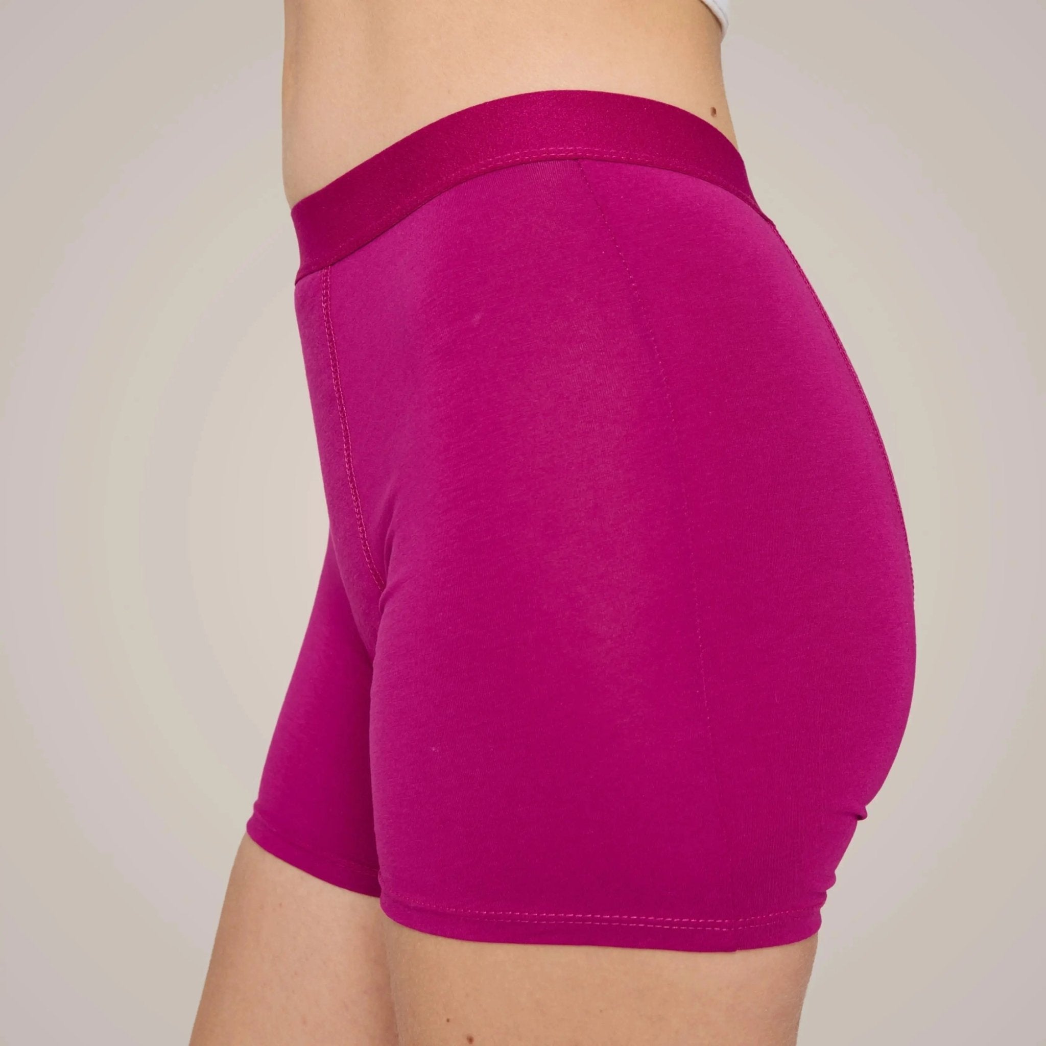 Dahlia fuchsia - Perioden-Boxershorts für die Nacht - Periodenunterwäsche, Menstruationsunterwäsche von my•mense