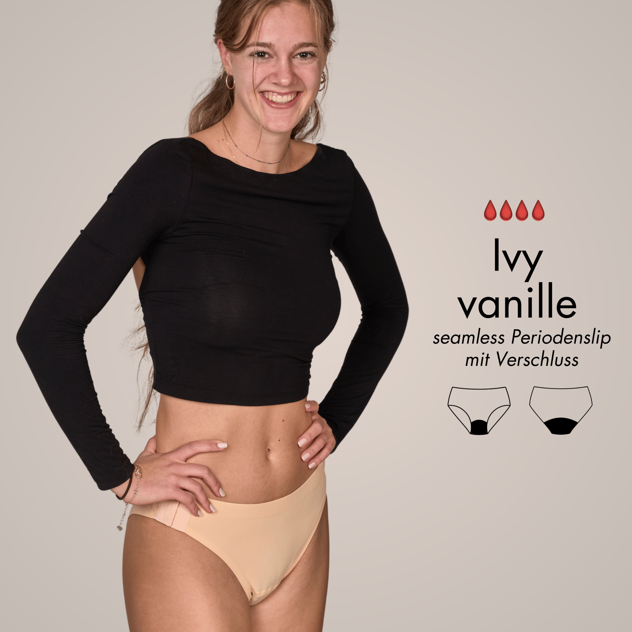 Ivy Doppel Package - 2 seamless Periodenslips mit Verschluss - Periodenunterwäsche, Menstruationsunterwäsche von my•mense