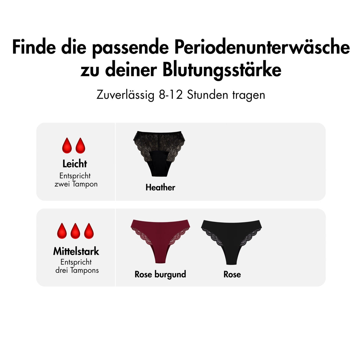 Lingerie Package - 3 Periodenslips mit eleganter Spitze - Periodenunterwäsche, Menstruationsunterwäsche von my•mense