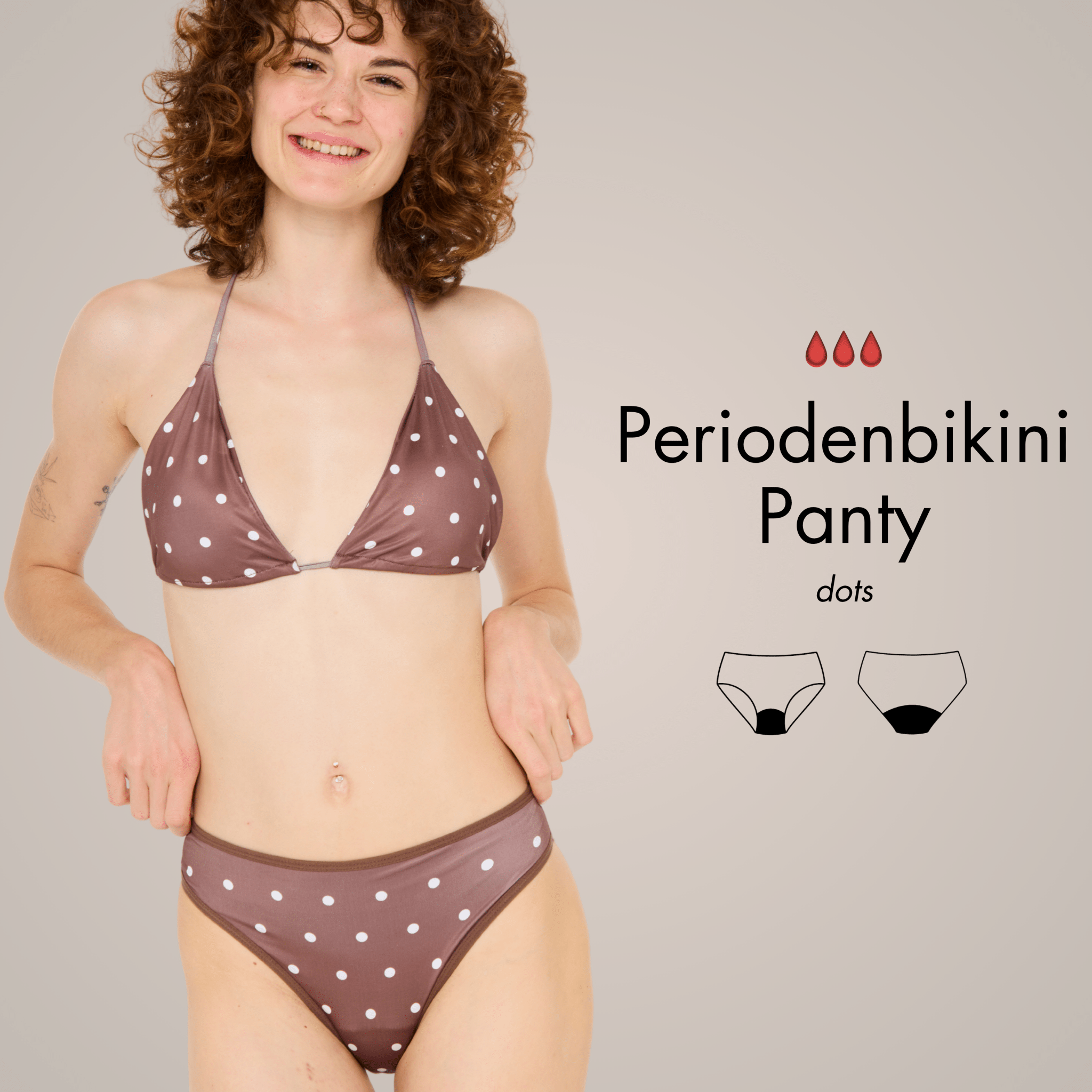 Periodenbikini Panty dots - Periodenunterwäsche, Menstruationsunterwäsche von my•mense