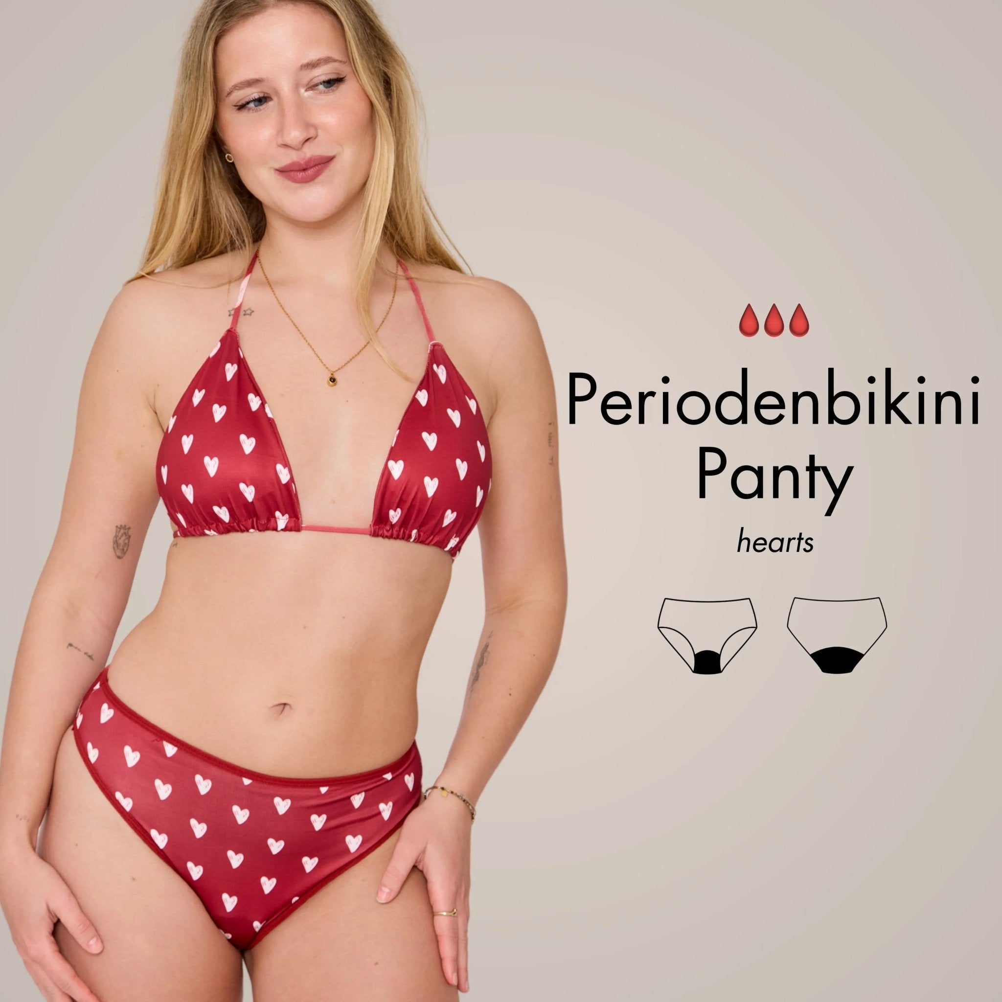Periodenbikini Panty hearts - Periodenunterwäsche, Menstruationsunterwäsche von my•mense
