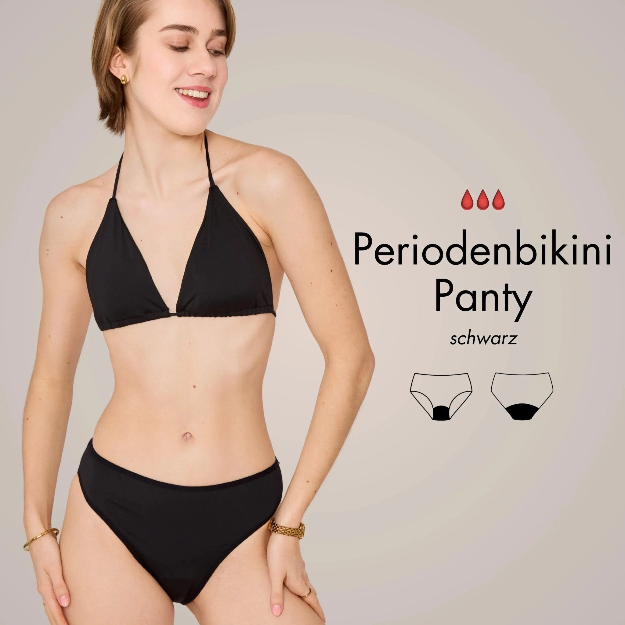 Periodenbikini Panty schwarz - Periodenunterwäsche, Menstruationsunterwäsche von my•mense