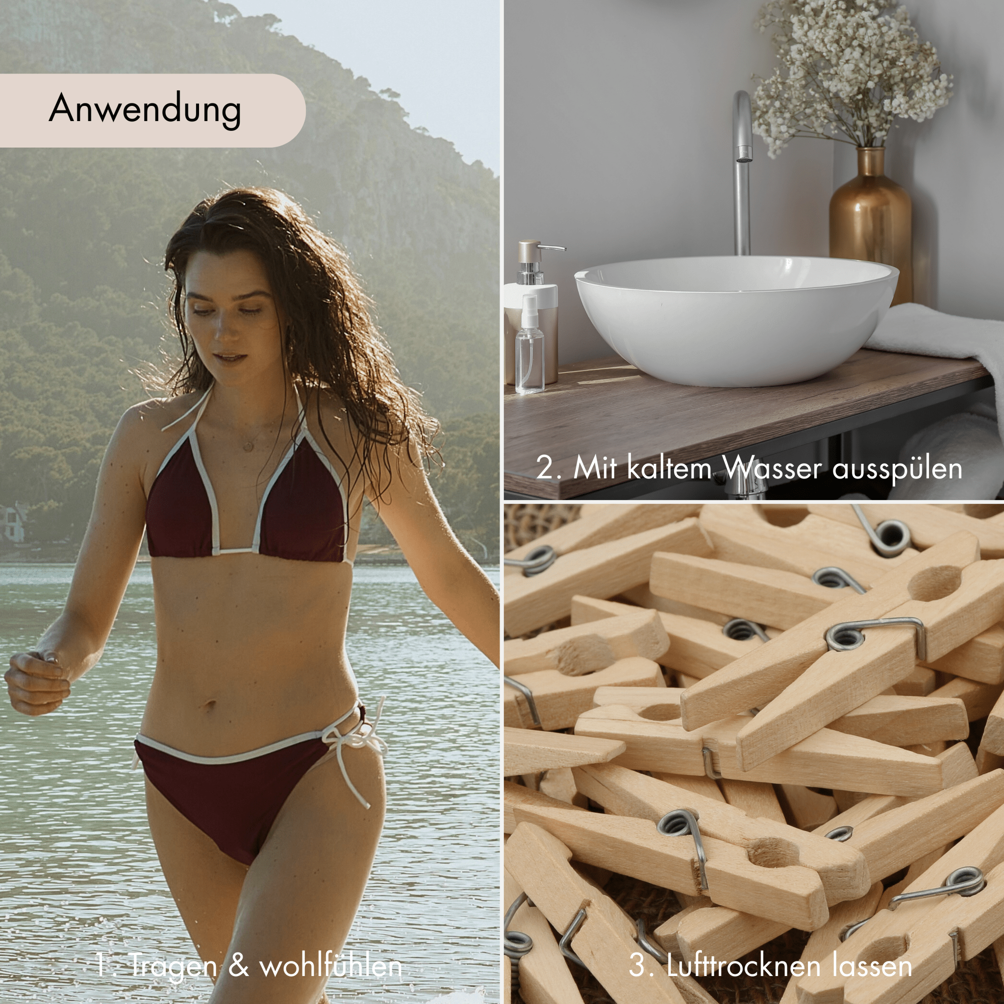 Periodenbikini Set „Lily“ schwarz - Periodenunterwäsche, Menstruationsunterwäsche von my•mense