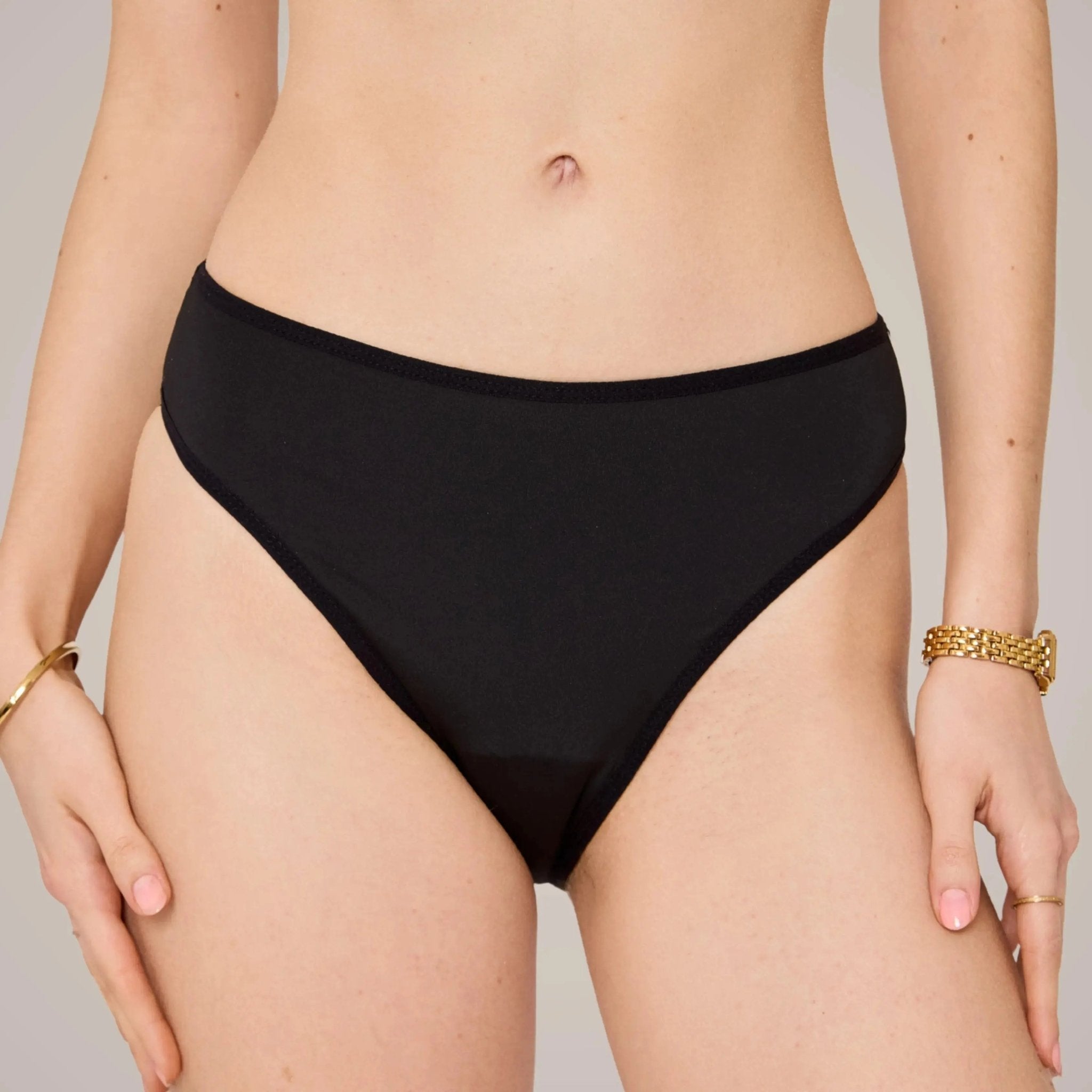 Periodenbikini Set schwarz - 3x Pantys + Top - Periodenunterwäsche, Menstruationsunterwäsche von my•mense