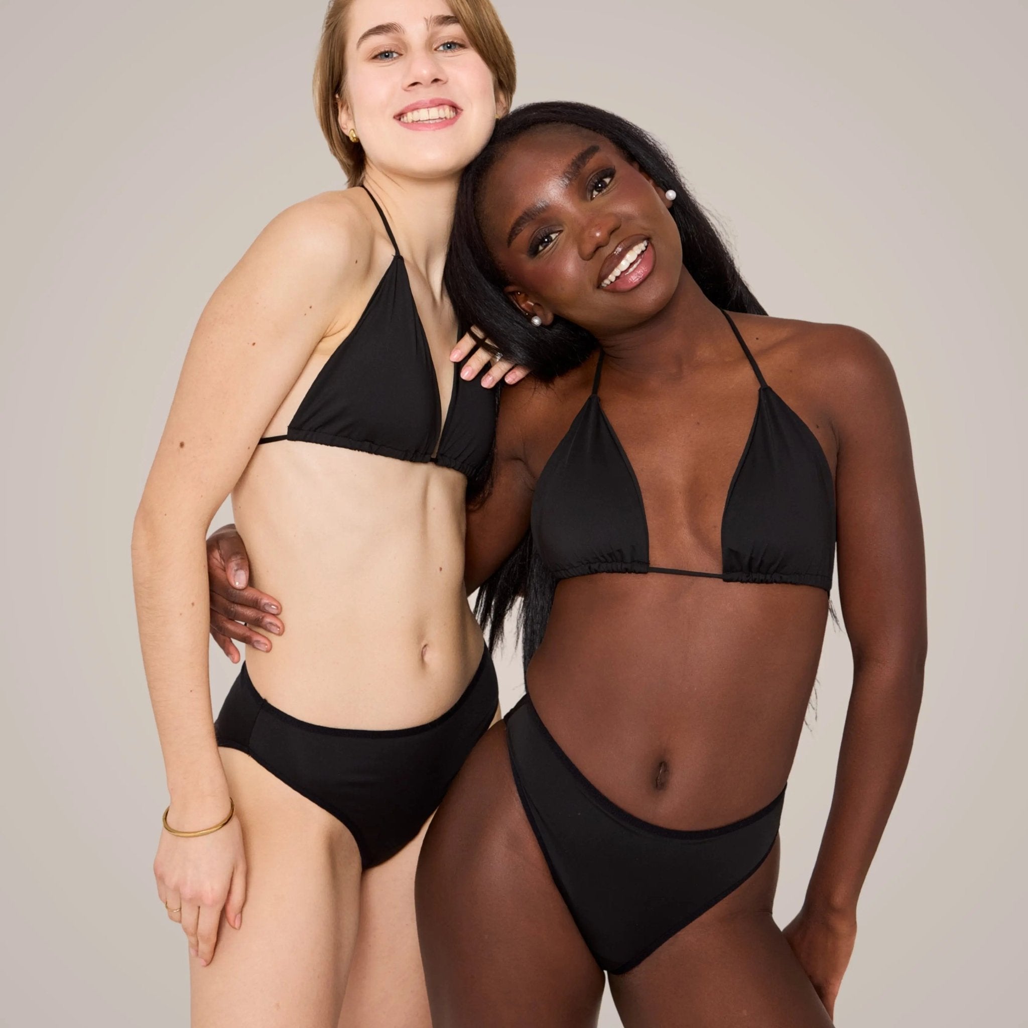 Periodenbikini Set schwarz - 3x Pantys + Top - Periodenunterwäsche, Menstruationsunterwäsche von my•mense