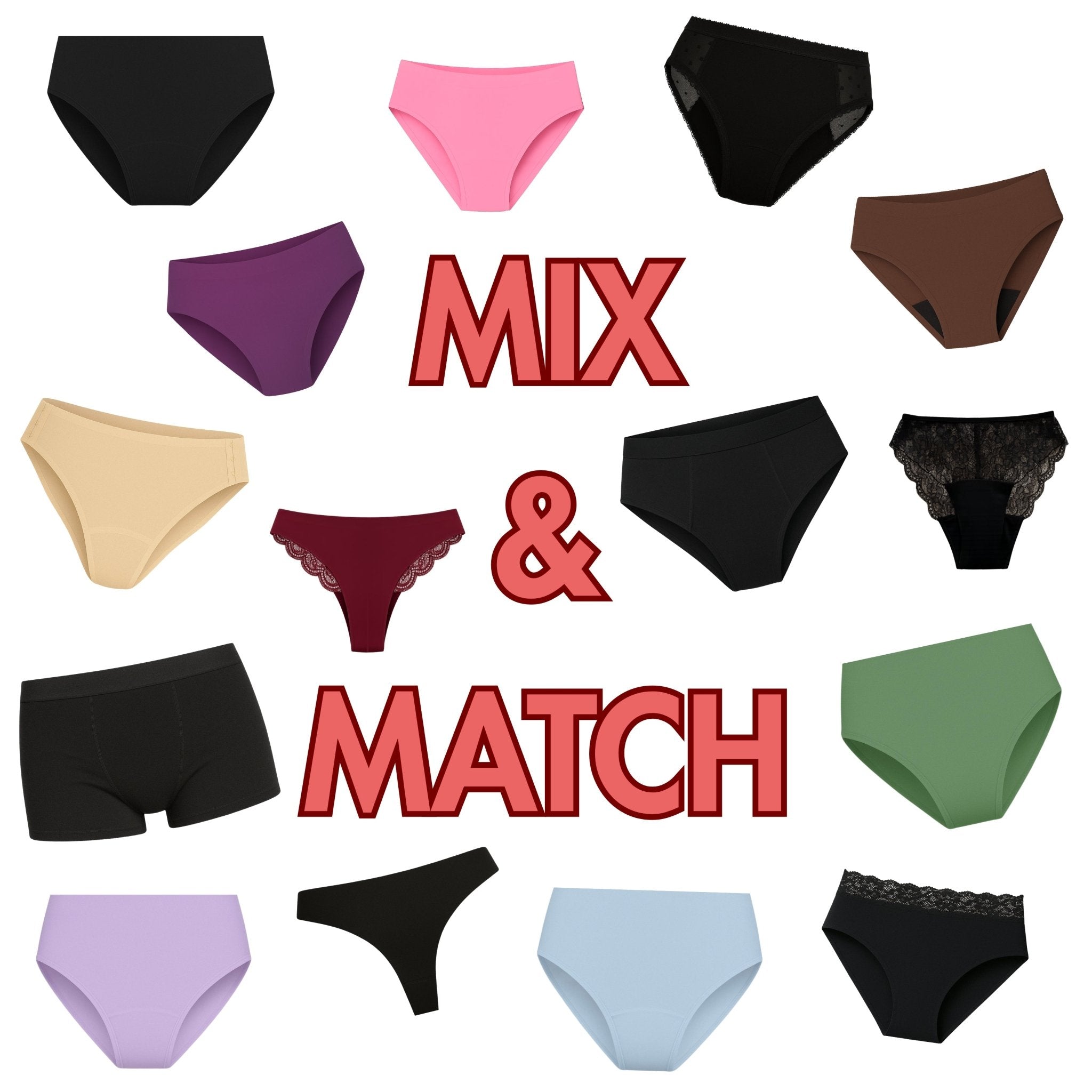 Periodpanty Mix & Match - Periodenunterwäsche, Menstruationsunterwäsche von my•mense