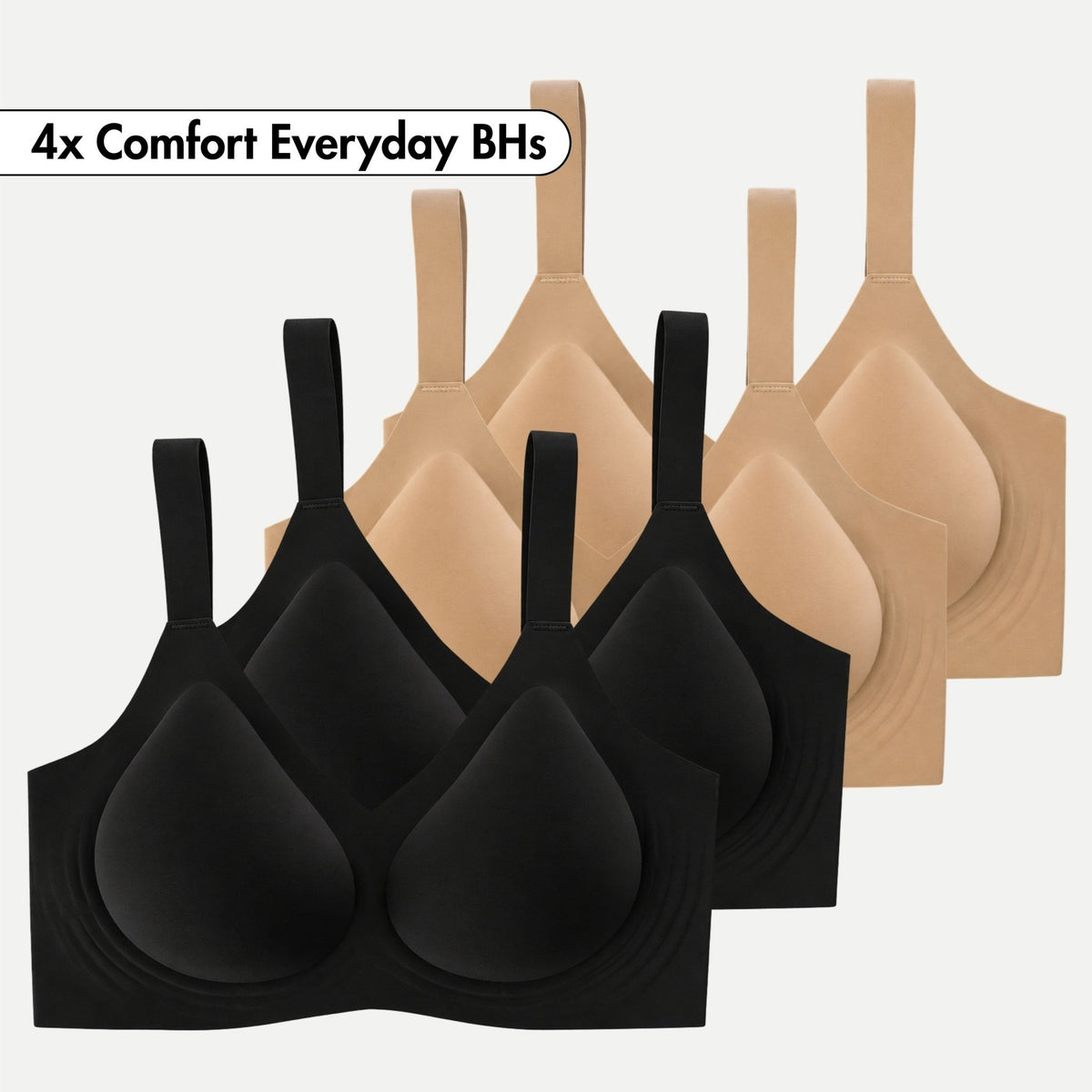 Summer BH Deal - 4 Comfort Everyday BHs + GRATIS Laundry Bag - Periodenunterwäsche, Menstruationsunterwäsche von my•mense