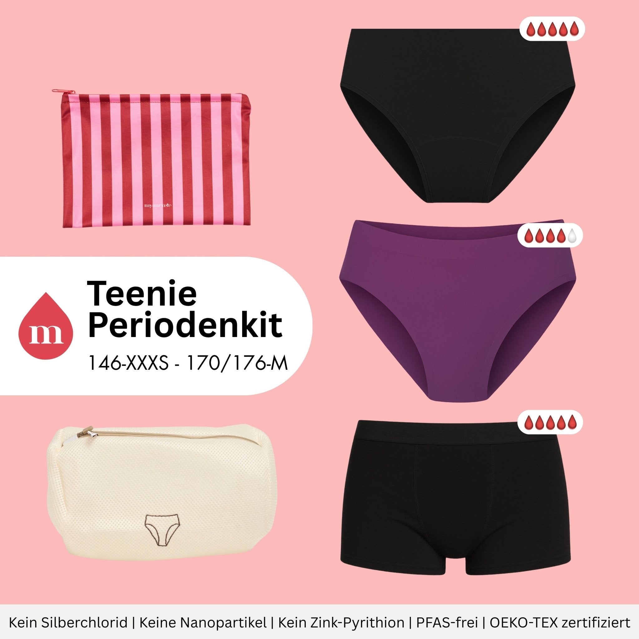 Teenie Periodenkit - für die erste Periode - Periodenunterwäsche, Menstruationsunterwäsche von my•mense