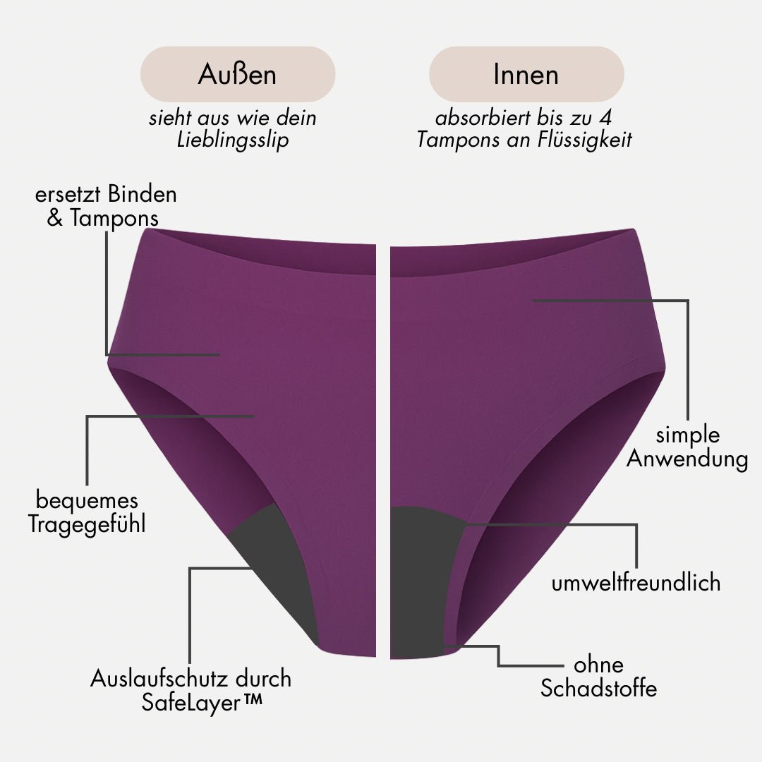 Willow violett - Periodenunterwäsche, Menstruationsunterwäsche von my•mense